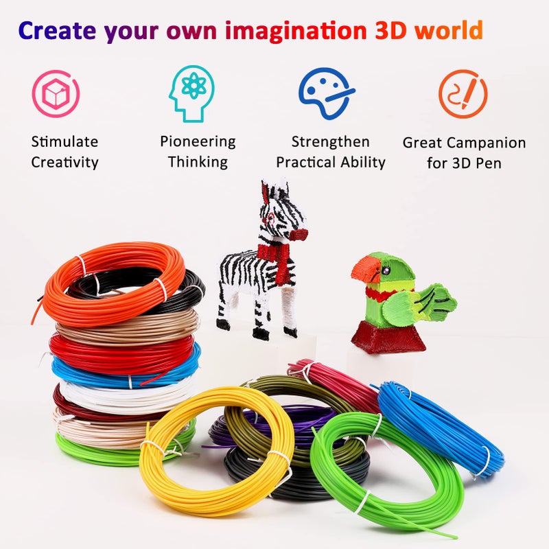 dikale 3D Pen Refills 1.75mm PLA Filament 640 Feet 16 Colors, Each Color 40ft, Bonus 250 Stencils eBooks, dikale 3D Pen Material - Image 5